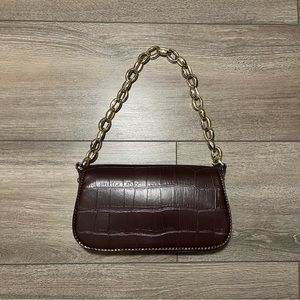 Zara brown shoulder bag with gold chain strap